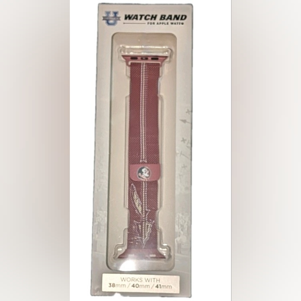 NIB,FSU Seminoles, Garnet, Logo, Mesh Woven Apple Watch Band - 38 Mm To 41 Mm